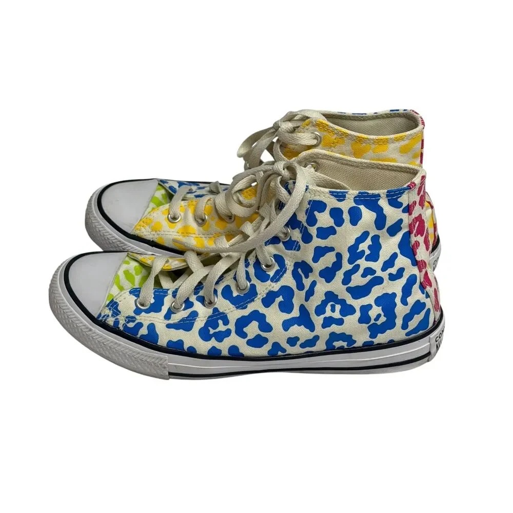 Converse All Star Wild High Top Animal Print Sneakers Shoes Rainbow Youth 5.5